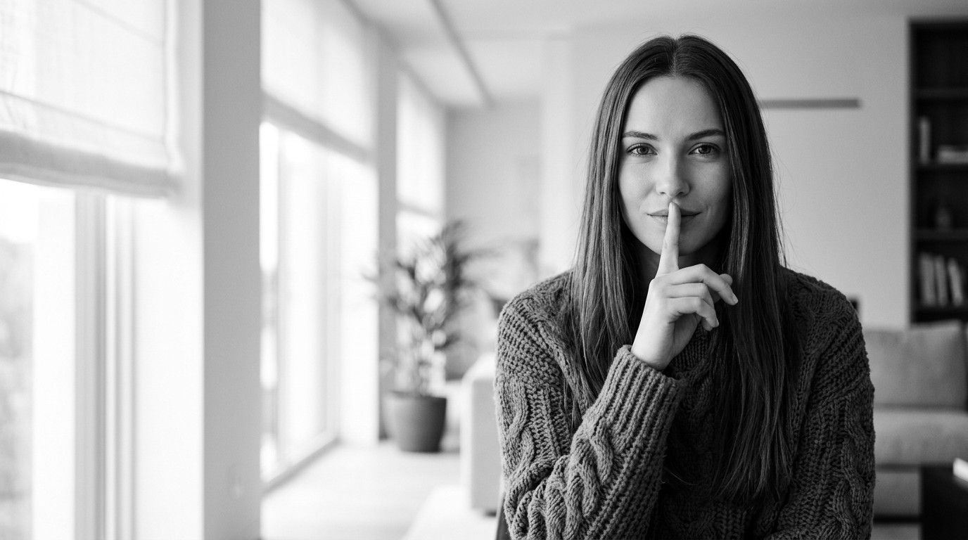 A prospect holding a finger to her lips